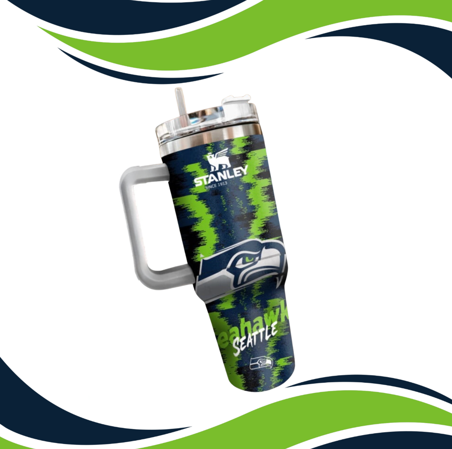 40 OZ Football Tumbler with straw and box