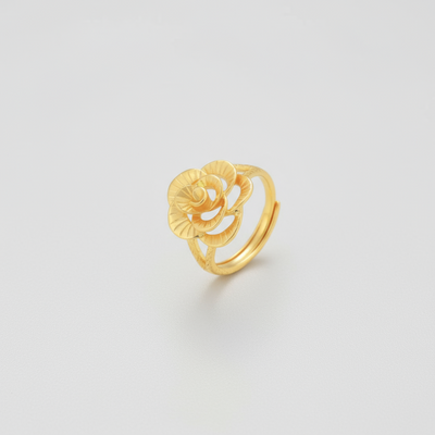 4 PC Adjustable ring Rose- 24 K Gold Plated Alloy