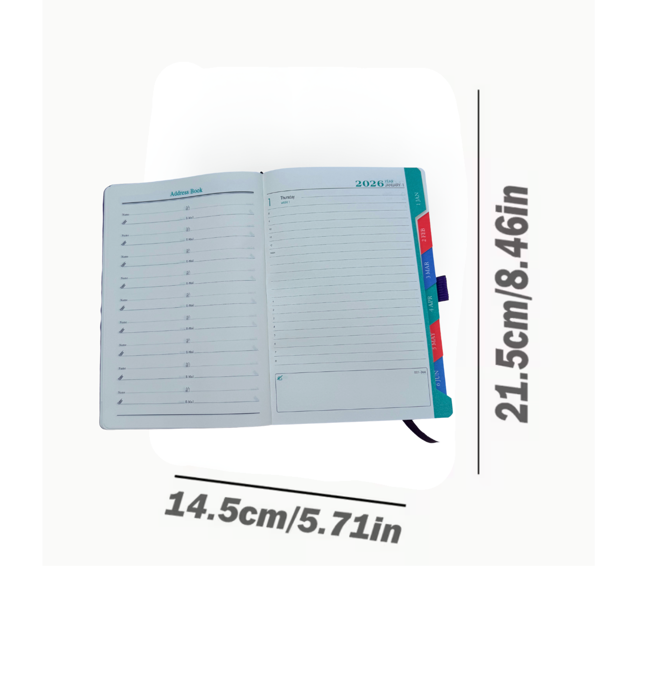 Labu A5 2026 Premium Planner 356 days- PU LEATHER- Calendar, planner, address book- 400 PAGES with elastic band (Copy) (Copy)