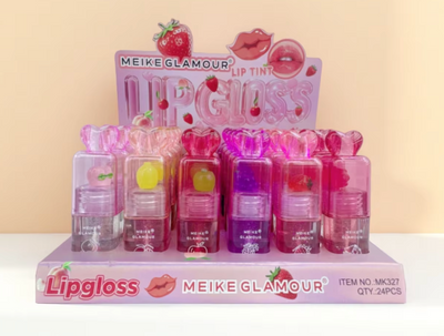 24 PC FRUITY GLOSS WITH CUTE FRUITS ON TOP