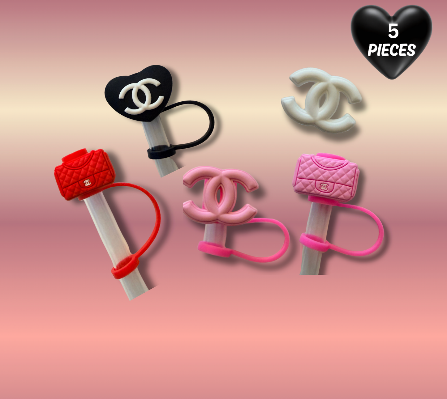 5 PC STRAW TOPPERS "C" 40 OZ TUMBLERS