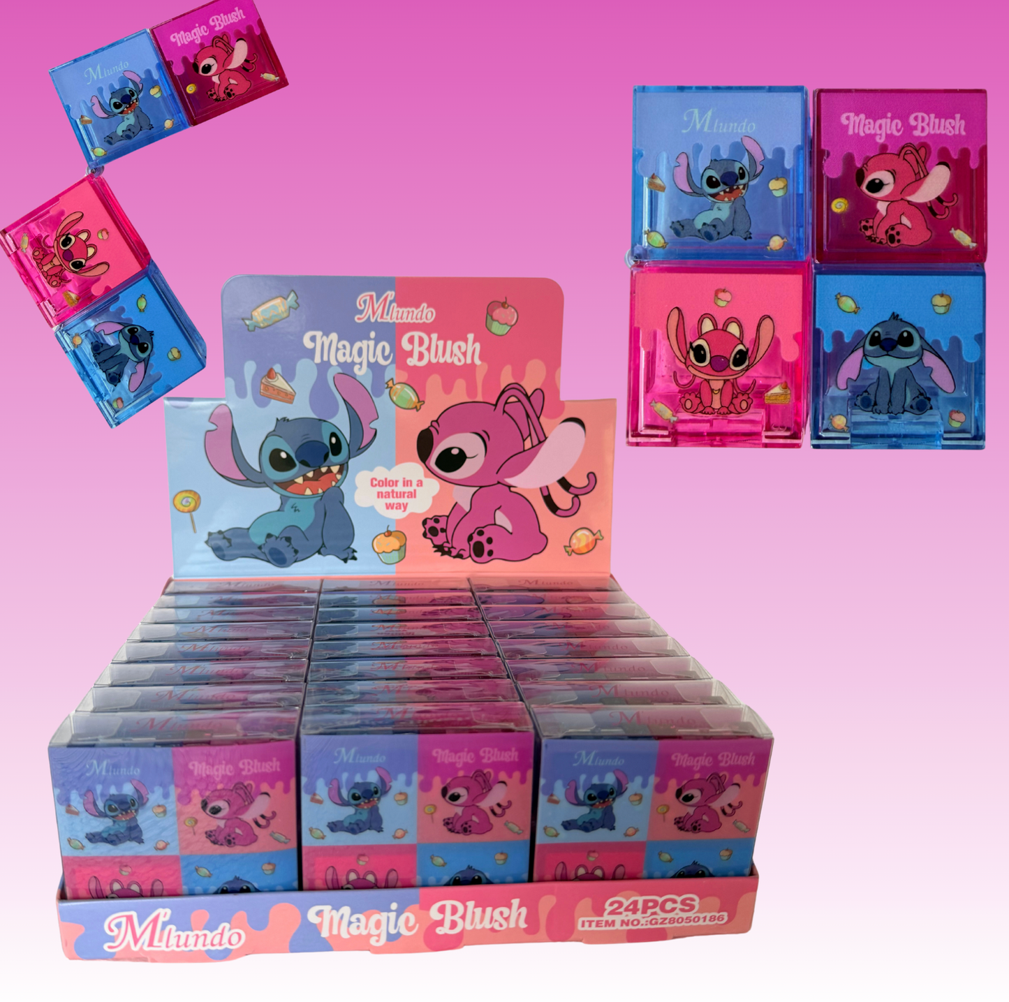 24 PC Clear Blush Squares with rotating cubes