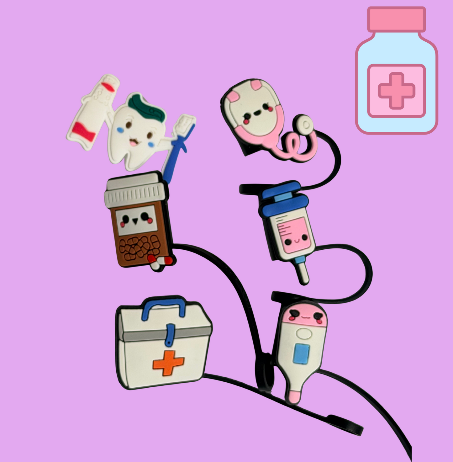 6 PC Straw Topper 40OZ Tumbler -Medical