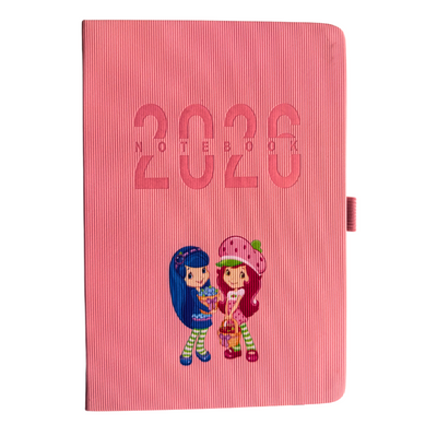 Strawberry A5 2026 Premium Planner 356 days- PU LEATHER- Calendar, planner, address book- 400 PAGES with elastic band