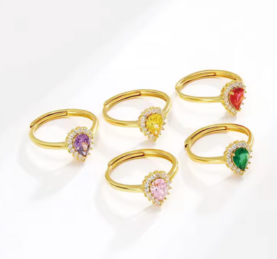 Teardrop 24K Gold Plated Ring- Size 7/8 adjustable
