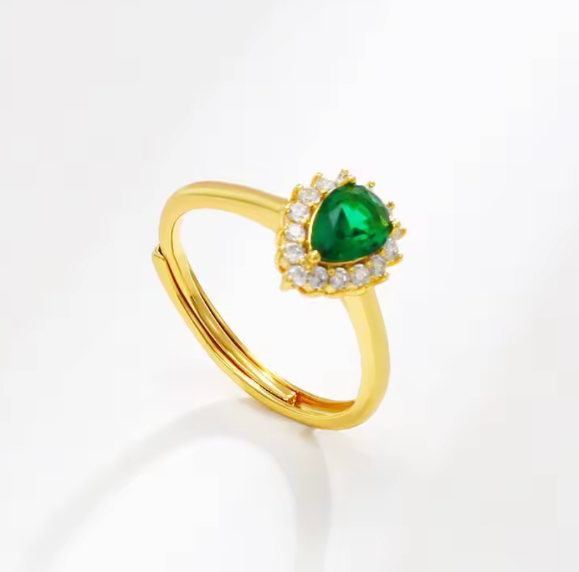Teardrop 24K Gold Plated Ring- Size 7/8 adjustable