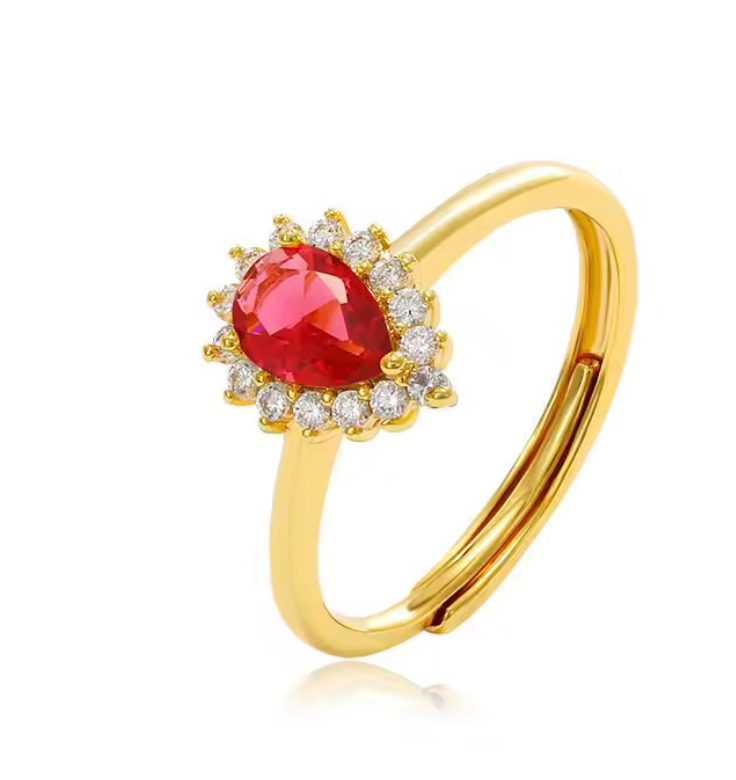 Teardrop 24K Gold Plated Ring- Size 7/8 adjustable