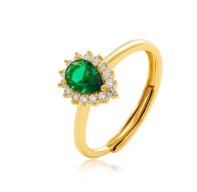 Teardrop 24K Gold Plated Ring- Size 7/8 adjustable