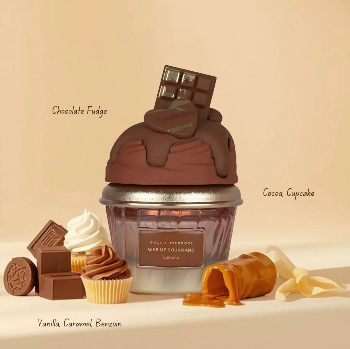 Lataffa 75ML CHOCO OVERDO- GOURMAND- (Dark Chocolate fudge, cocoa powder, cupcake accord, vanilla, caramel, benzoin)