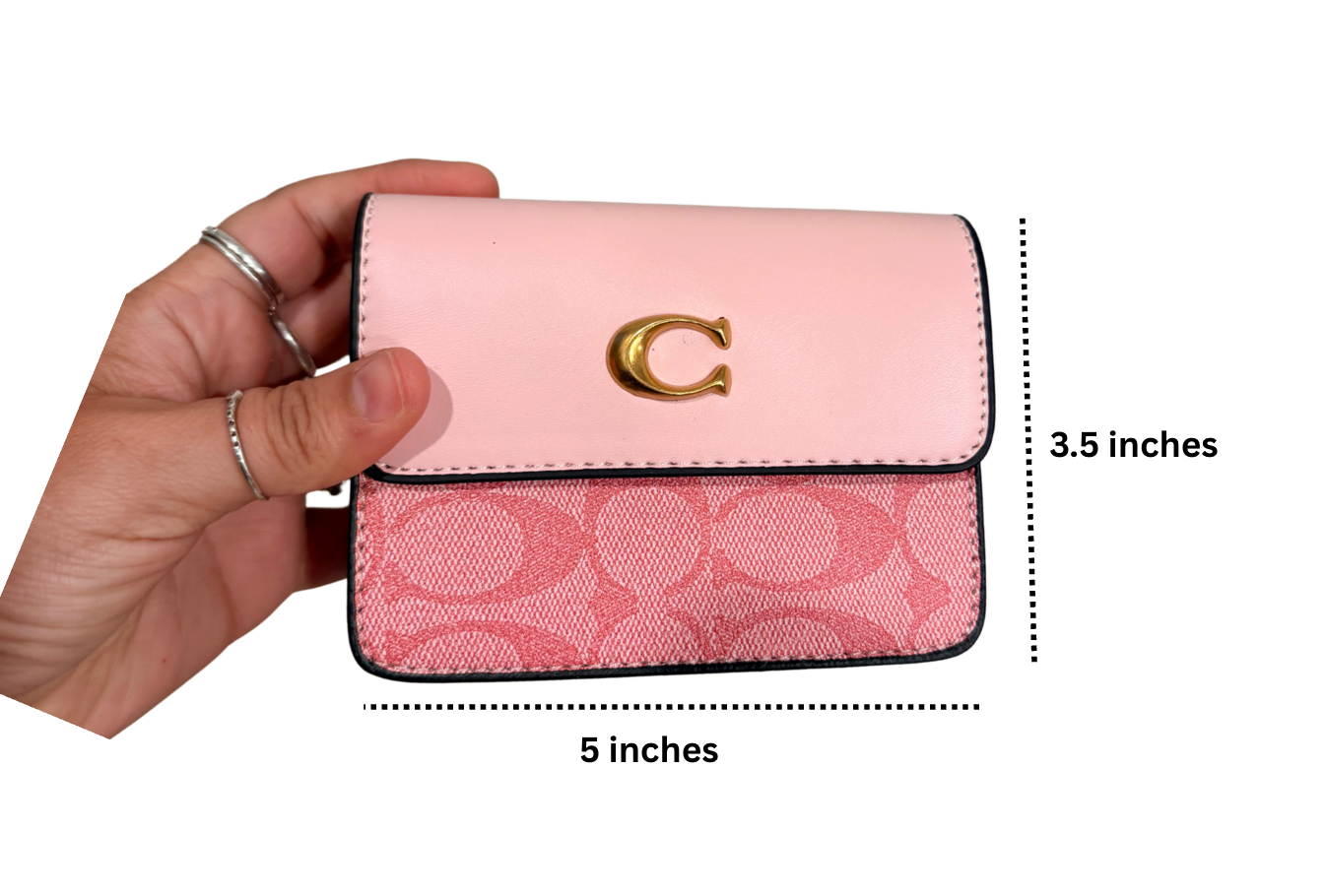 Inspired crossbody Mini Fold over with charms and chain- 5 x 3.5 inches