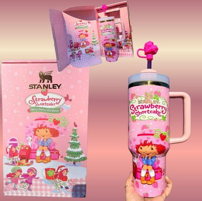 STRAWBERRY Gift Box with 40 OZ tumbler and Topper-PINK