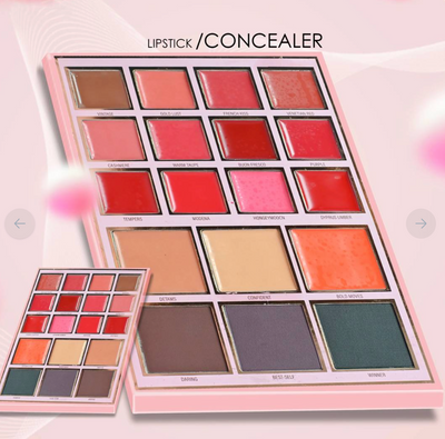 1 PC Complete Face Eyeshadow palette with highlighter, lipstick, and concealers