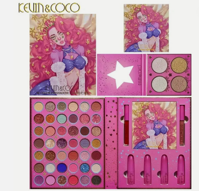 SALE! KEVIN & COCO PINK HAIR W/STAR'S EYESHADOW/ FACE/LIPPIE PALETTE SET-