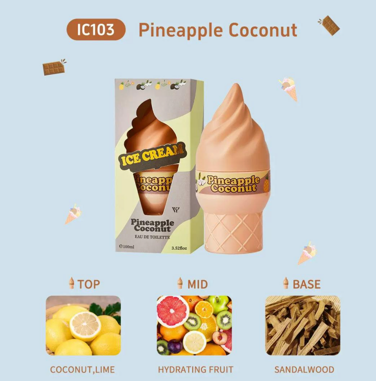 1 PC ICE CREAM SHAPED PERFUME- 4 SCENTS