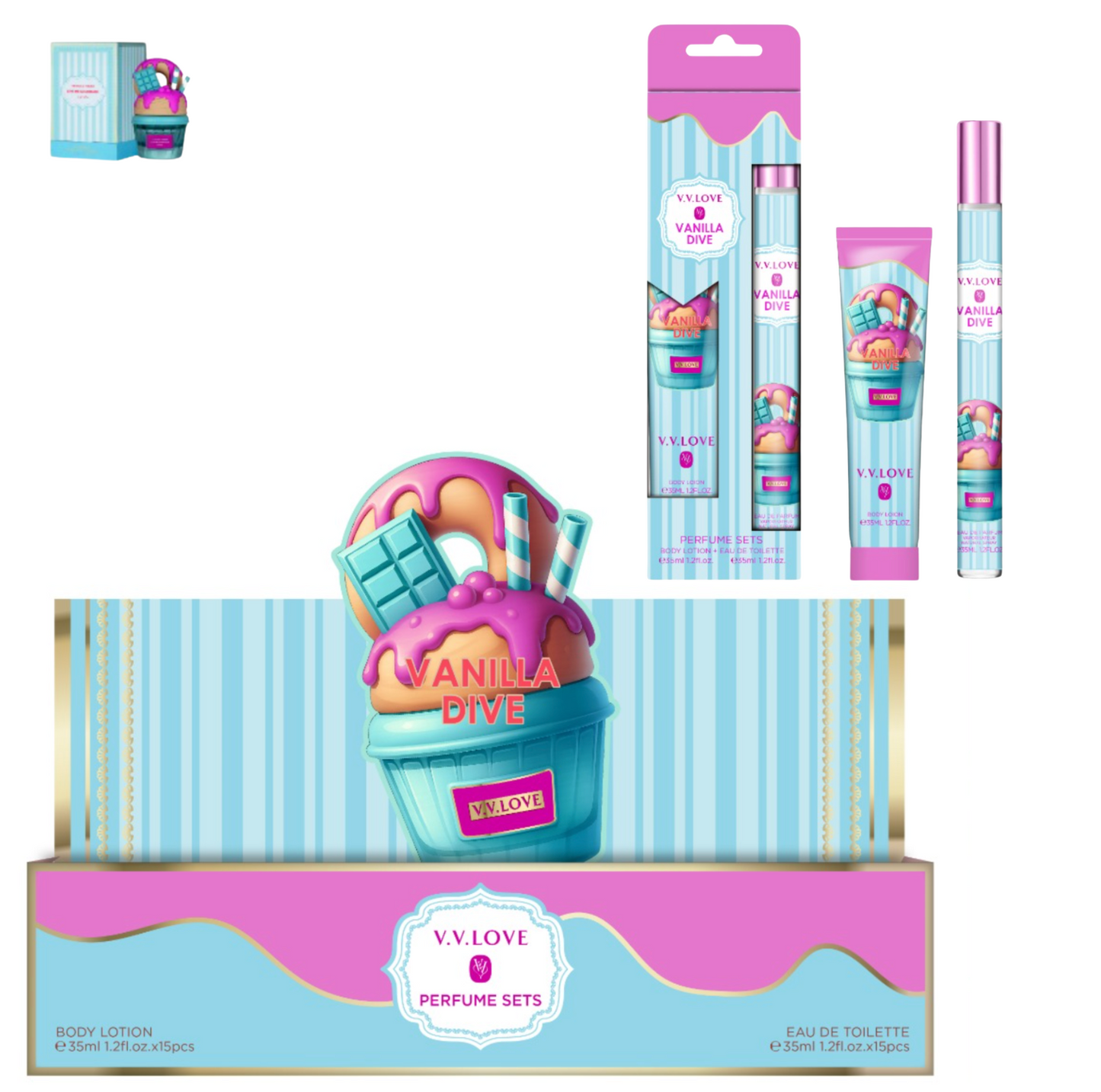 15 PCS VV Love Vanilla Freak Hand and perfume travel sets