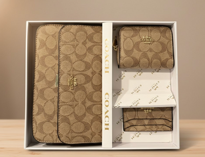 Brown 3 PC Gift set with Bag-Wallet-Card holder-