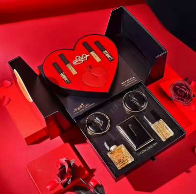 The Ultimate Romance VAULT | Red & Gold Edition- Perfume, Skin Primer, Heart Tag, Mirror, 4 Lippies, BB cushion foundation, Setting Powder