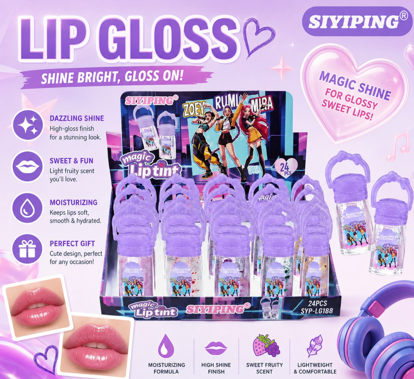 KPOP Fruity gloss 24 PC