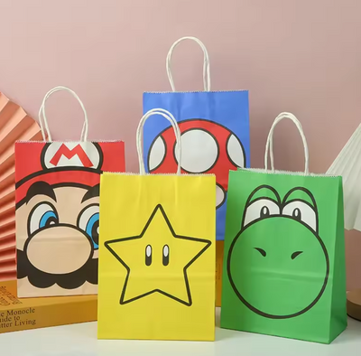 12 PC Kraft paper party bags mixed