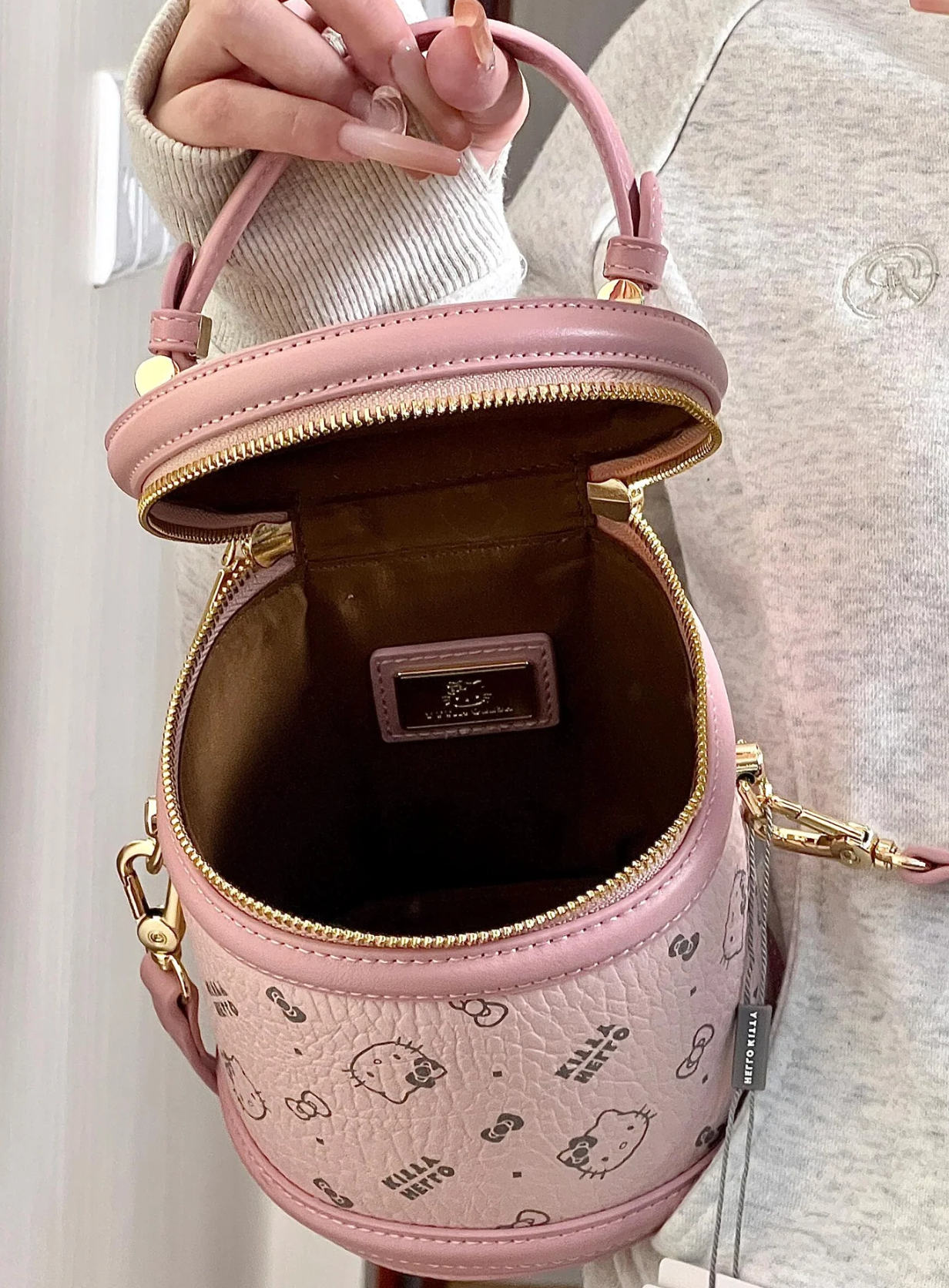 Kitty PU Leather Bucket Bag Pink