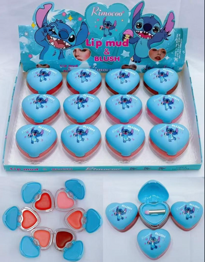 12 PC Cream Blush Hearts with Applicator - Blue