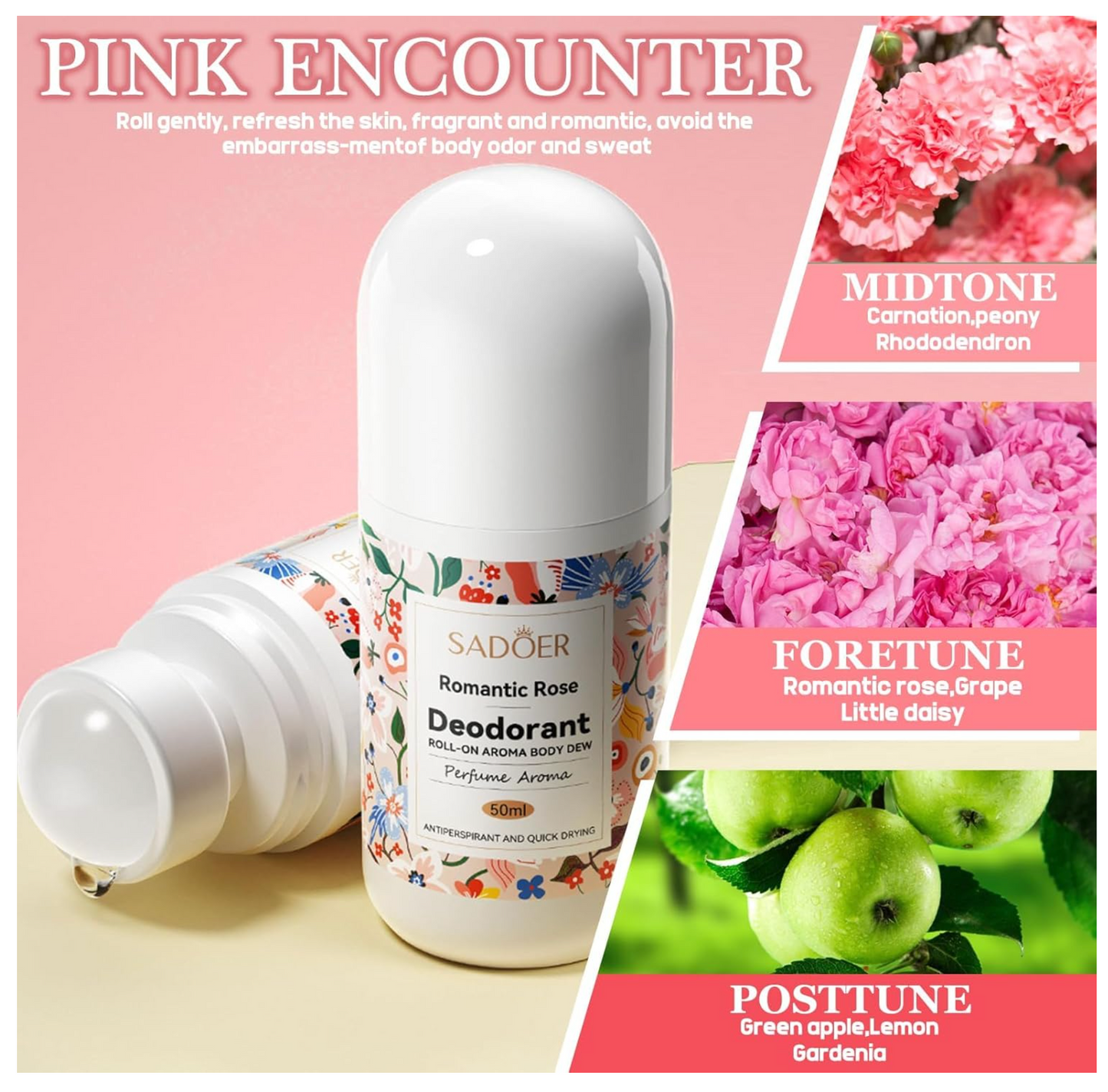 6 Pieces Roll On SADOER Deodorant