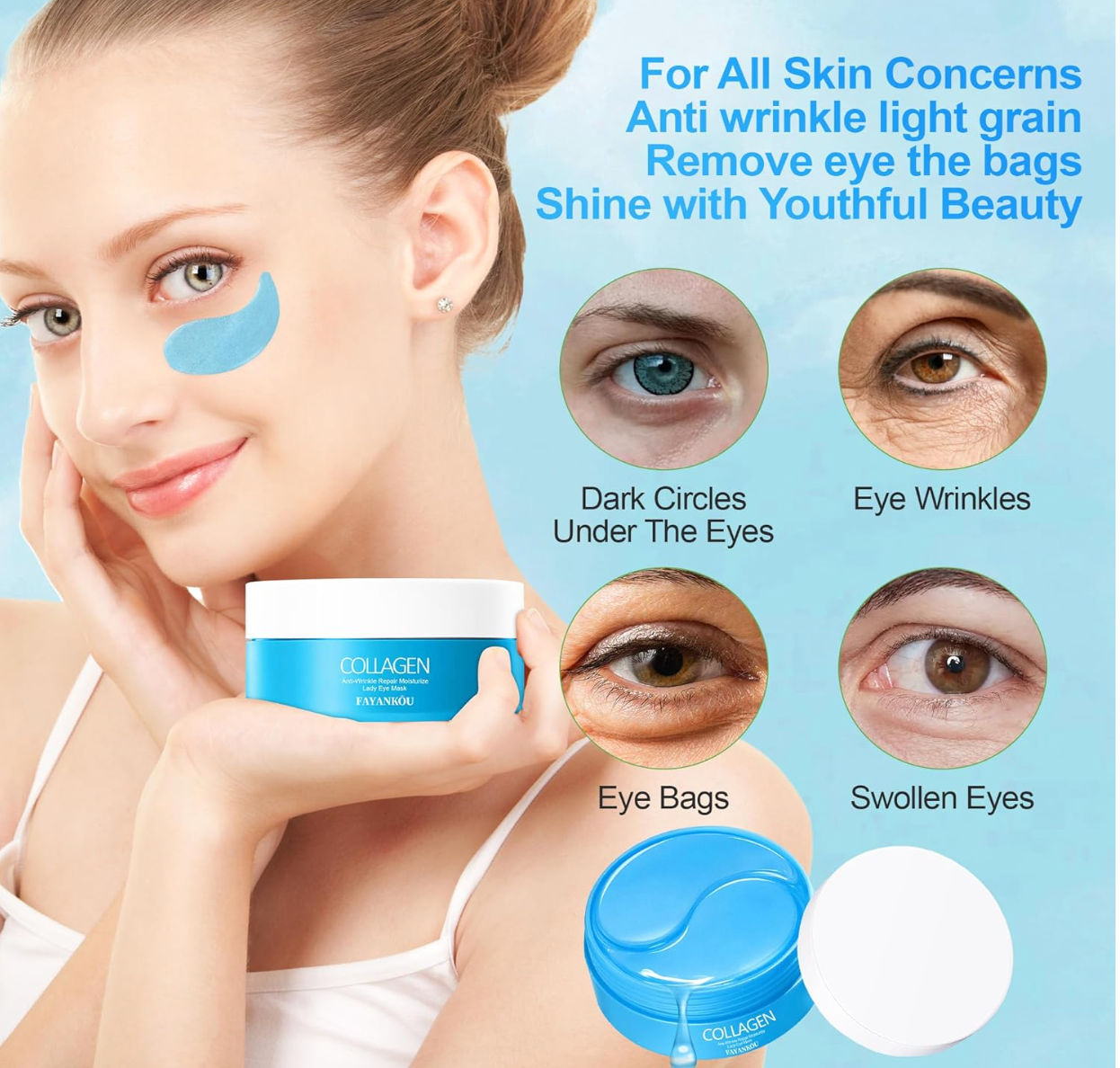 6 Pack! Collagen Eye masks with 60 pcs each