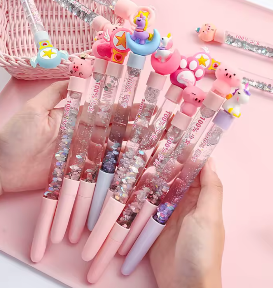 12 PC Mixed glitter Pens - Mixed Pinks, Blues and Purples