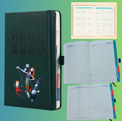 Jack A5 2026 Premium Planner 356 days- PU LEATHER- Calendar, planner, address book- 400 PAGES with elastic band (Copy)