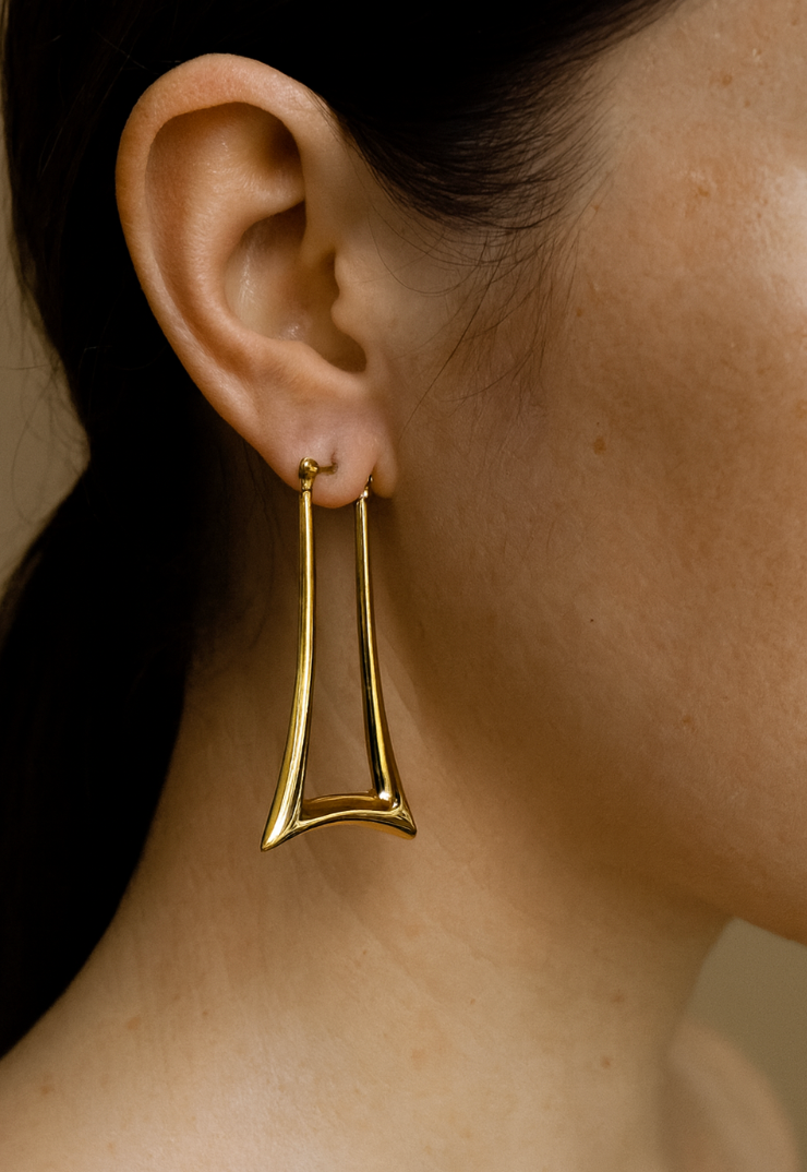 Rectangle style earrings 14K Alloy electroplated gold