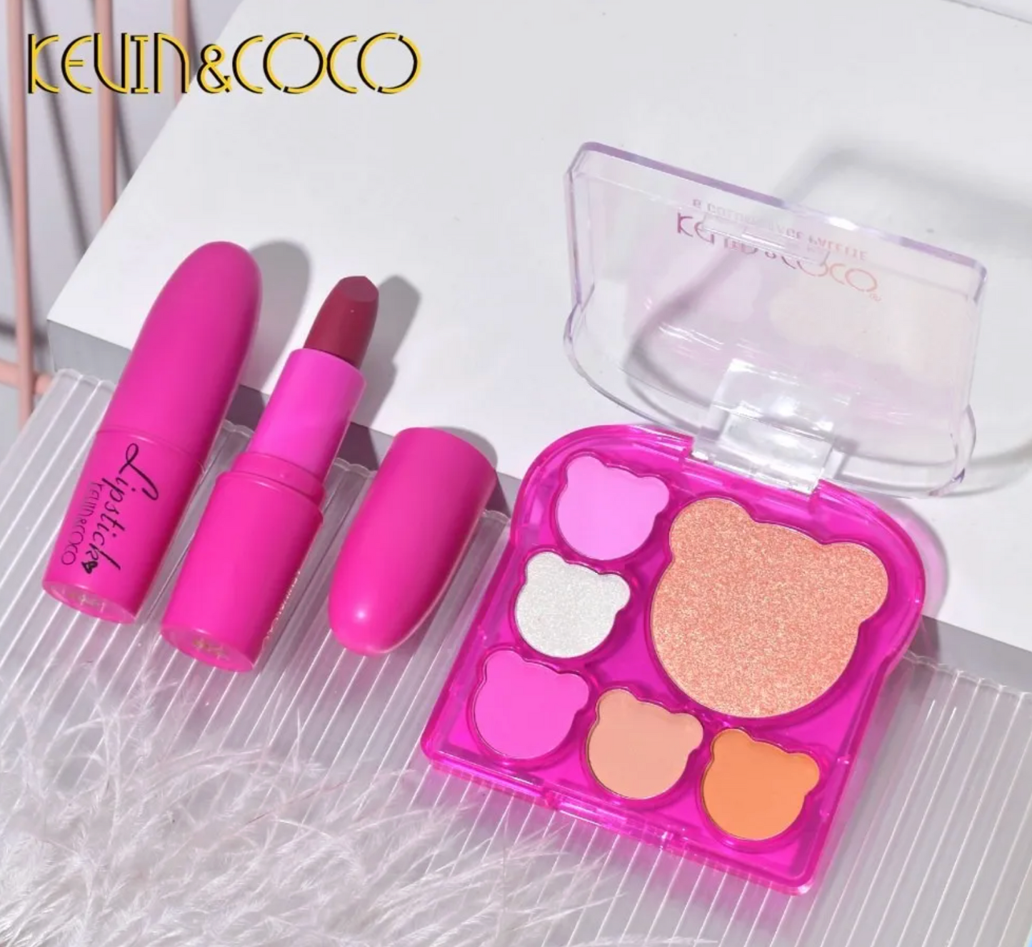 SALE! Kevin Coco Premium Eyeshadow Makeup set- Eyeshadow, Lip, Highlighter palette, Lipstick set (Copy)