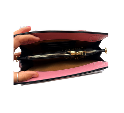 3 PC Magnetic Closure Crossbody with Cylinder Wallet and Scarf- Wallet- PINK