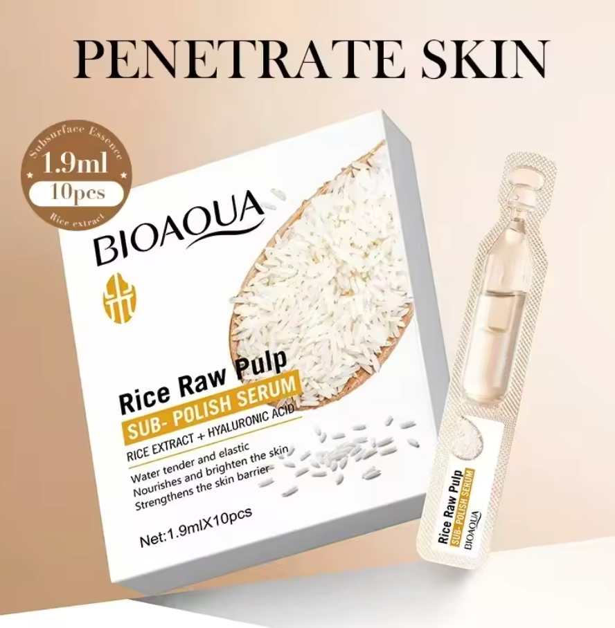 5 BOXES BIOAQUA 1.9ML x 10 Ampules Rice Raw Pulp with Hyaluronic Acid