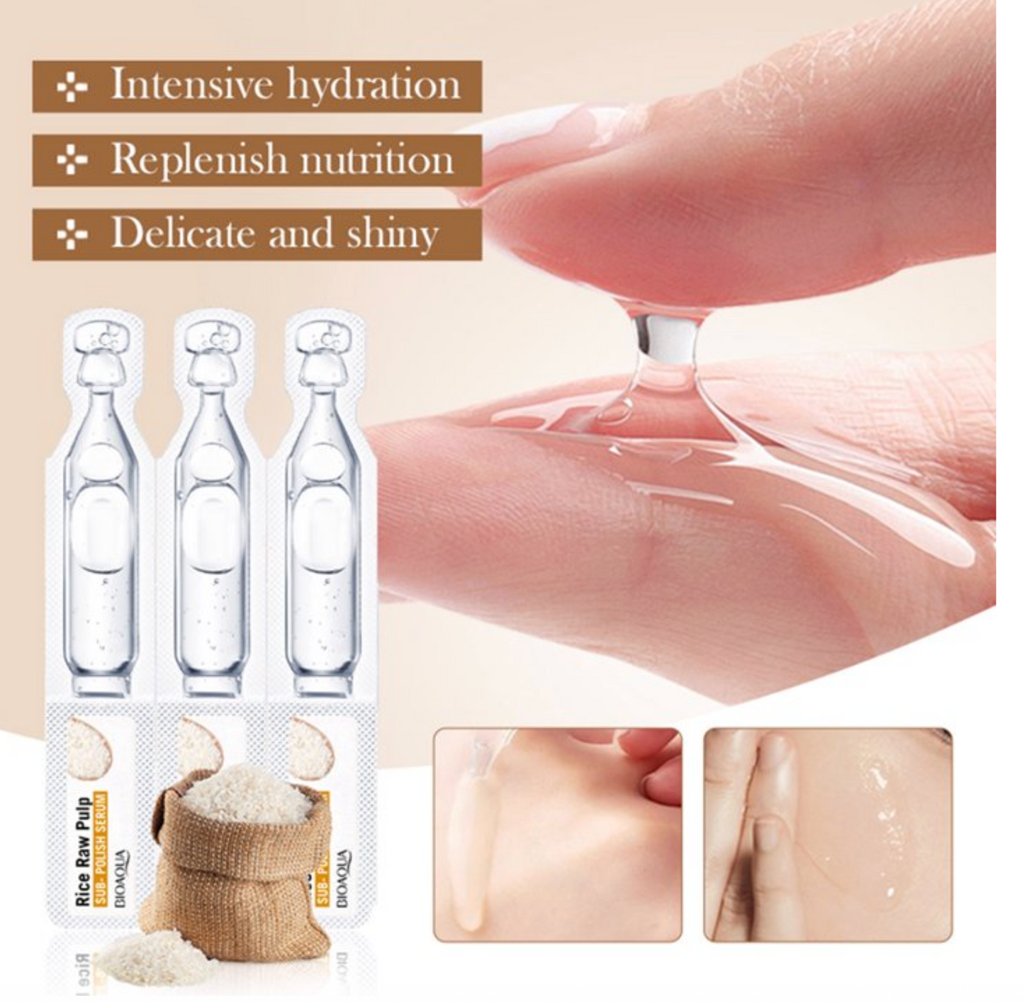 5 BOXES BIOAQUA 1.9ML x 10 Ampules Rice Raw Pulp with Hyaluronic Acid
