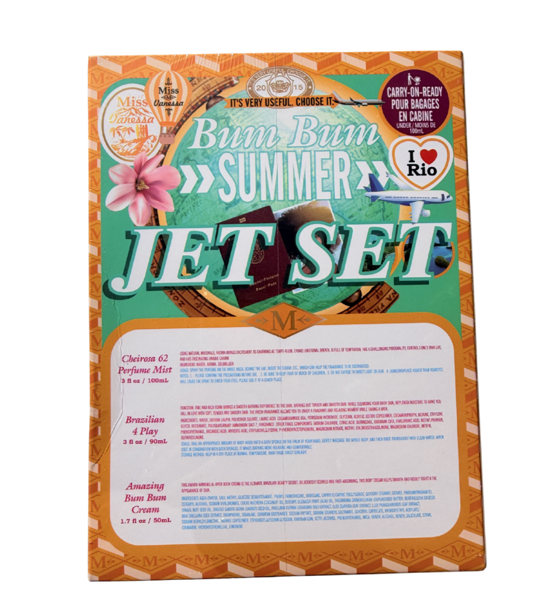 Brazilian inspired Jet Set pack! body wash, body spray,  and body butter