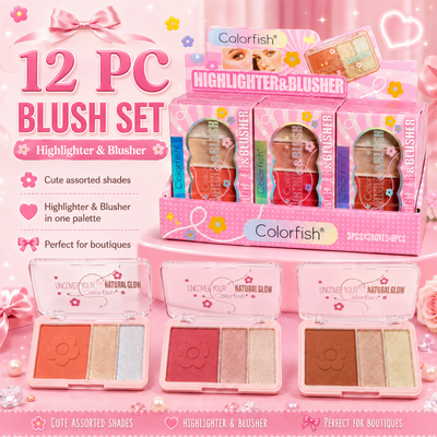 12 Piece Highlighter Blush Mixed Box