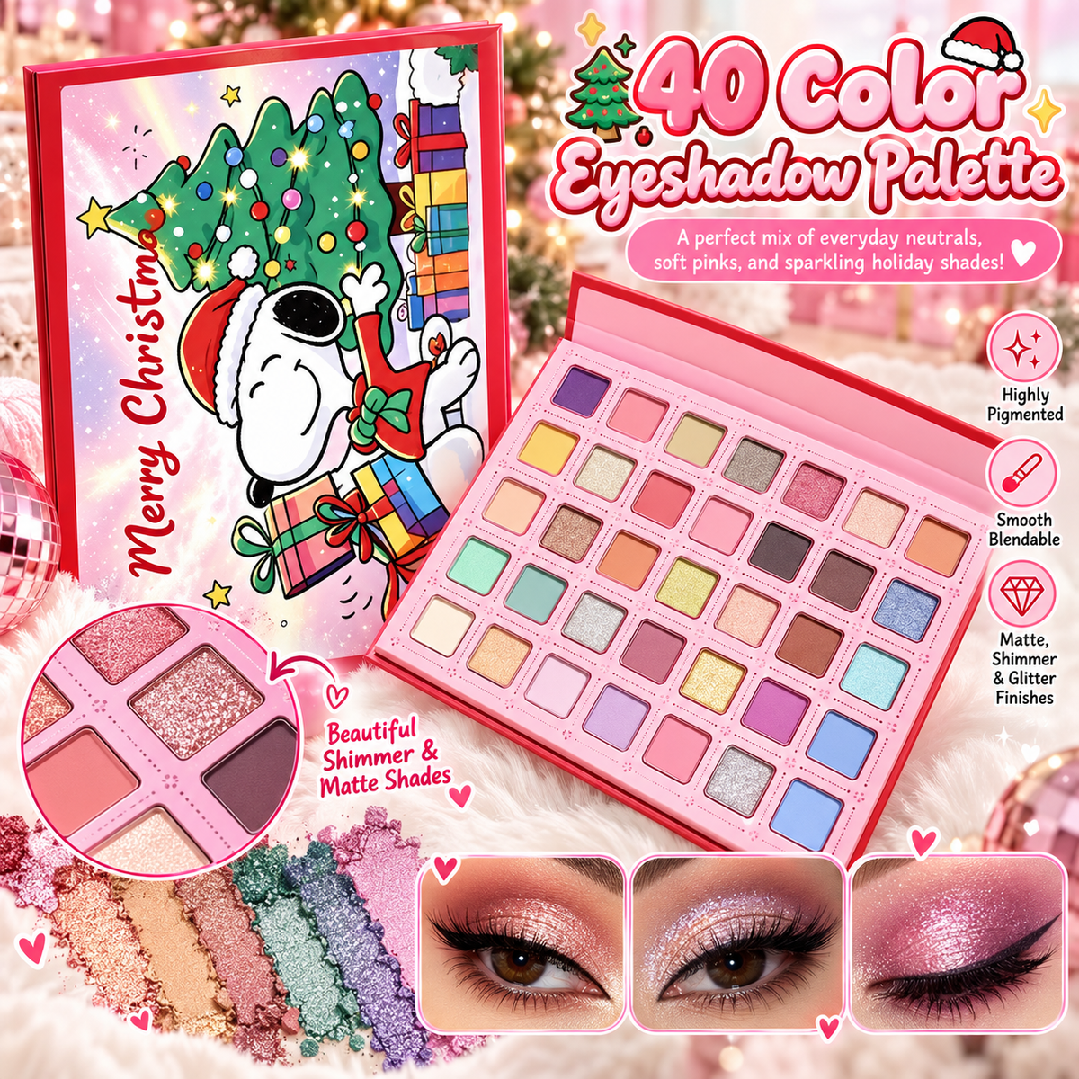 Eyeshadow Palette- 40 shades- Puppy christmas