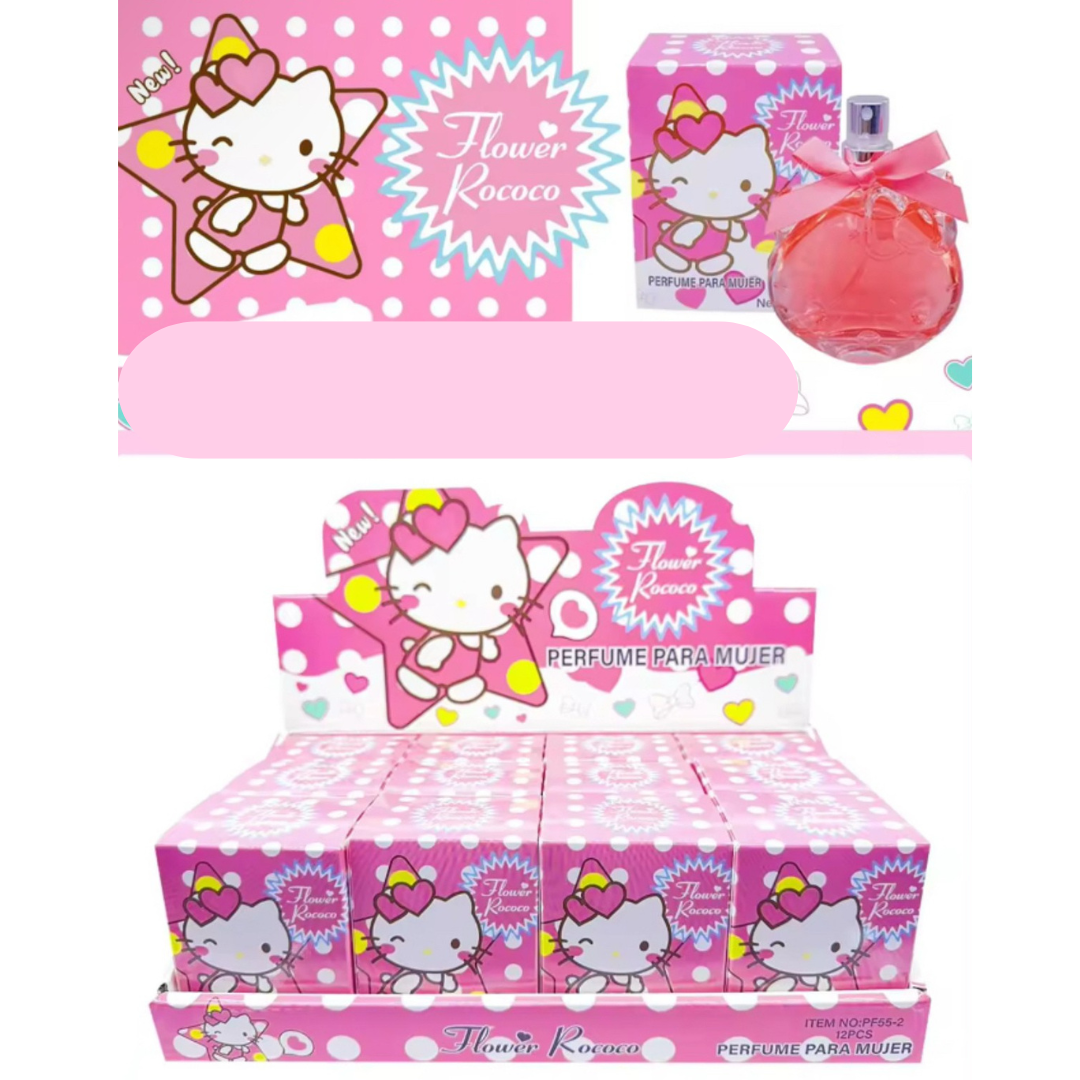 Kitty Glass Bottle 12 Pc Perfume Box (Light Floral)  Pink