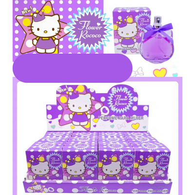 Kitty Glass Bottle 12 Pc Perfume Box (Sweet Fruity Scent)  Purple