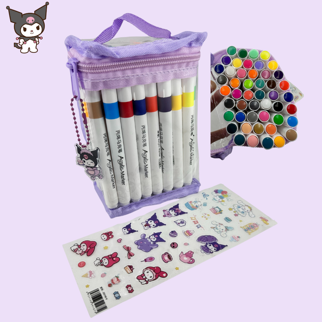 48 PC Kuku Acrylic Markers with keychain and stickers