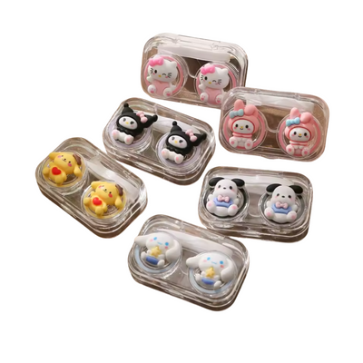 6 PACK Acrylic Contact lense cases with tweezers