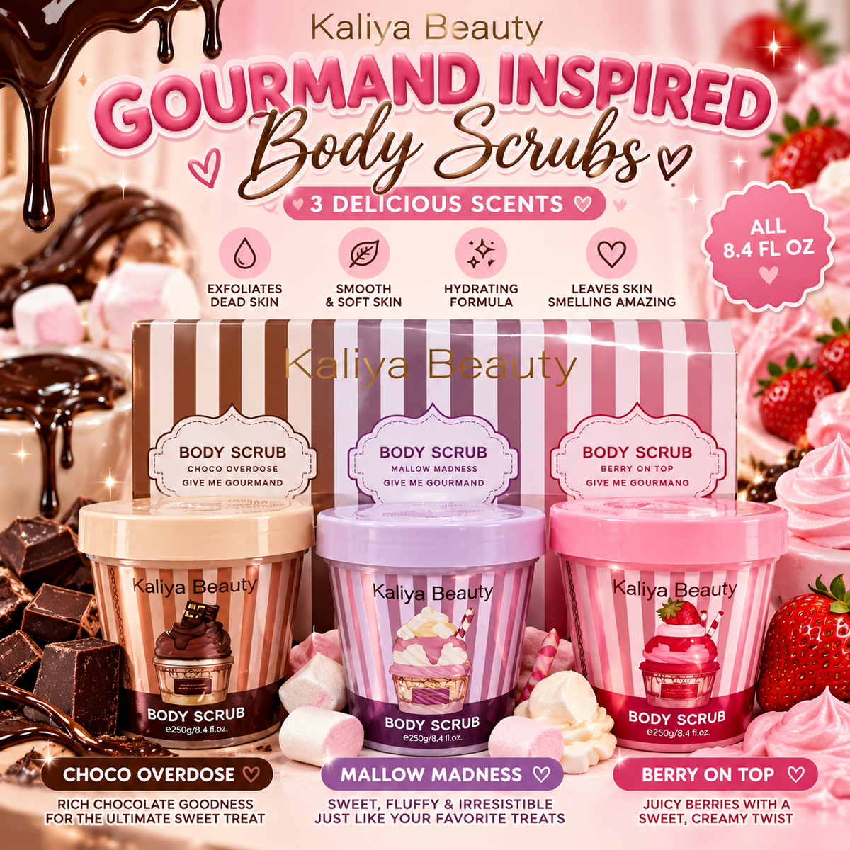 3 PC Give me gourmand scented body scrubs